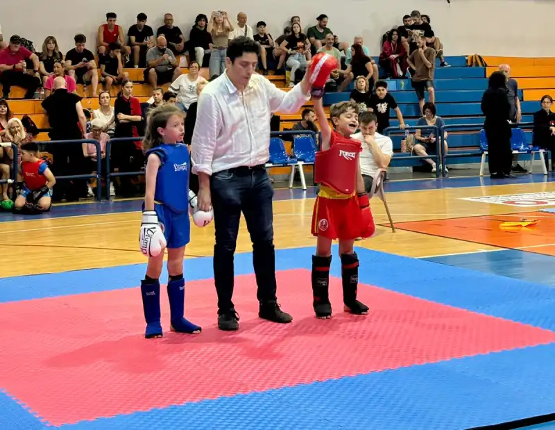 Αθλητές του Κουνγκ Φου κατά τη διάρκεια των αγώνων στο Κλειστό Γυμναστήριο Κορίνθου