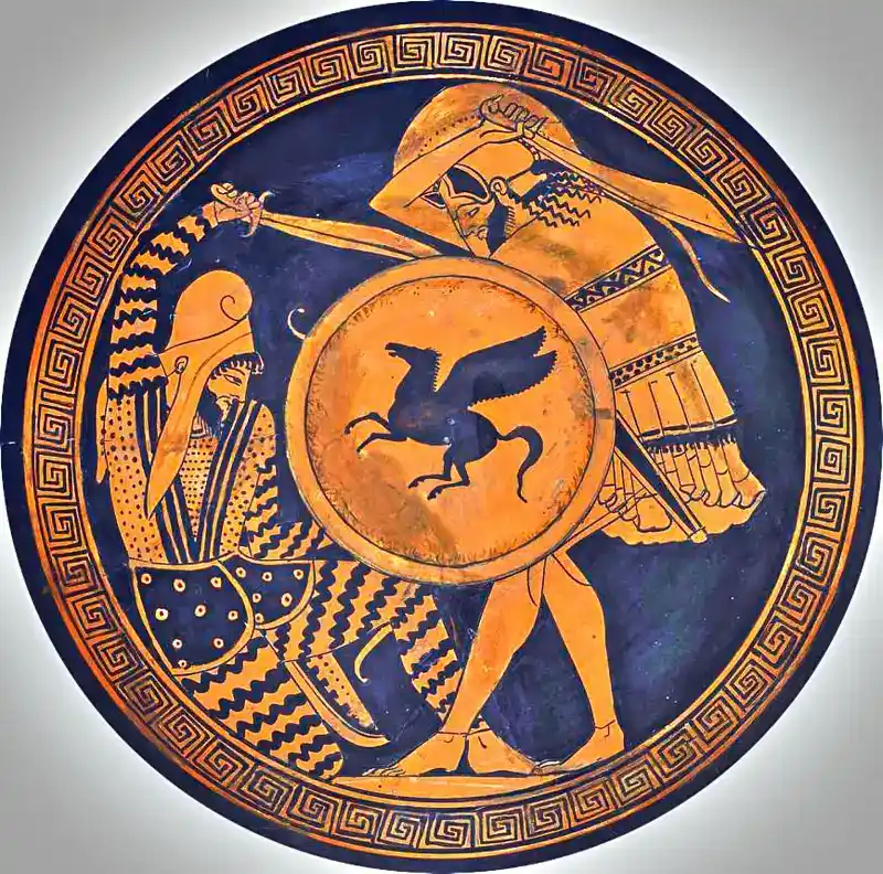Έλληνας οπλίτης και Πέρσης πολεμιστής μονομαχούν.