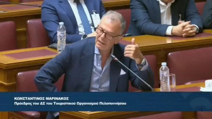 marinakos-vouli Ο Πρόεδρος του Τουριστικού Οργανισμού Πελοποννήσου Κωνσταντίνος Μαρινάκος στη Βουλή